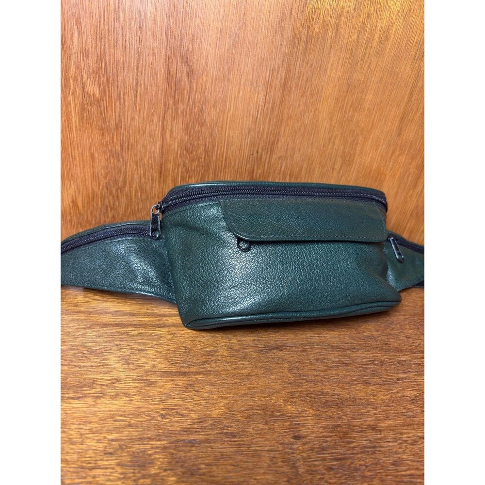 Vintage Forrest Green Genuine Leather Belt Bag Fanny Pack
